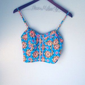 Flying Tomato Blue Print Crop Top